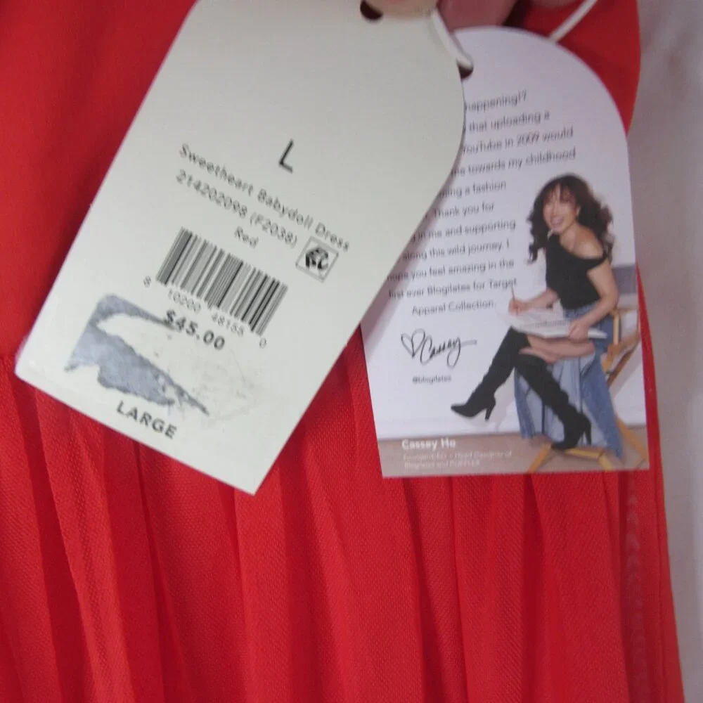 Blogilates Sweetheart Babydoll Dress Red Skirt Size Large NWT - Picture 6 of 13